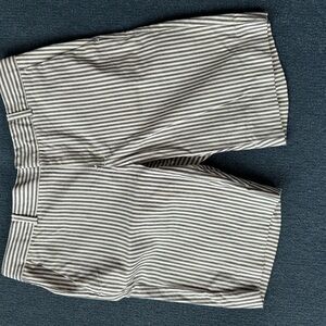 Striped Cotton Blend Shorts in grey and White